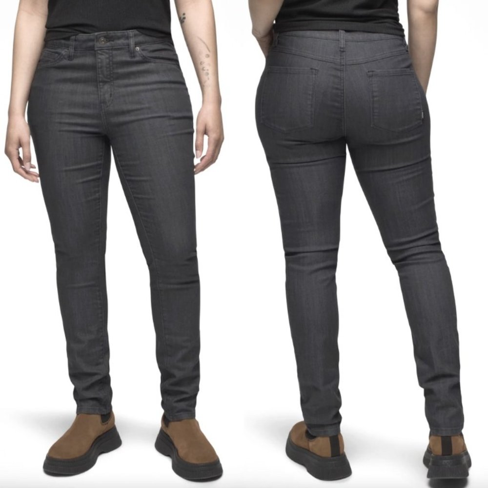 PRANA Jeans Kara Skinny Straight Leg Gray Denim SZ 0/25
